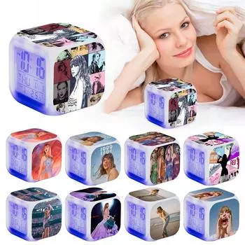 Часы-перемены, студенческие квадратные часы, будильник, ночник, подарок, горячие, немые, прикроватные часы, светодиодные One Size