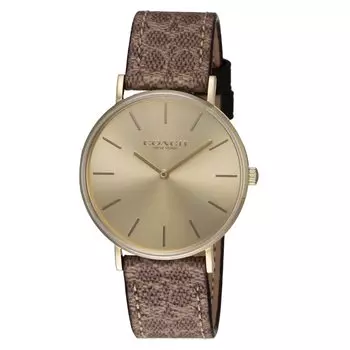 Часы PERRY Gold Dial Stainless Steel Quartz 36MM Watch 14504086 Brown [Coach] Canvas/Leather Womens [Товар] золотой