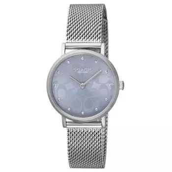 Часы PERRY, синий циферблат, нержавеющая сталь, минеральное стекло, кварцевые, повседневные, водонепроницаемые, 28 мм, китайские часы 14000082, серебристые [Coach] женские [Товар]