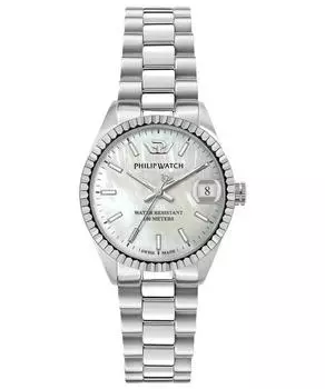Часы Philip Watch Swiss Made Caribe из нержавеющей стали с белым циферблатом, кварцевые R8253597581, 100 м, женские часы белый