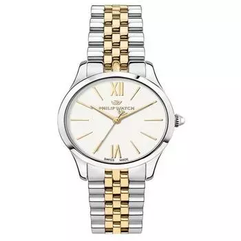 Часы Philip Watch Swiss Made Grace из нержавеющей стали с белым циферблатом, кварцевые, двухцветные, R8253208516, 100 м, женские часы белый