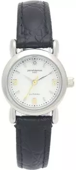 Часы Pierretalamon 1 Point Natural Diamond Natural Shell Dial Leather Band Watch Silver x Black [Pierretalamon] PT-7300L-1 женские