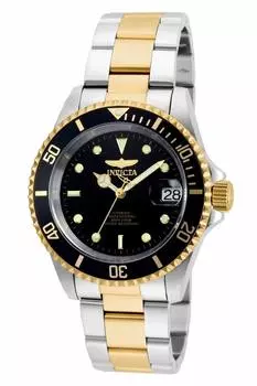 Часы Pro Diver Automatic, корпус 40 мм, сталь, золотой ремешок из нержавеющей стали, черный циферблат, 8927OB, серебристый [Invicta] Мужские [Товар] чёрный