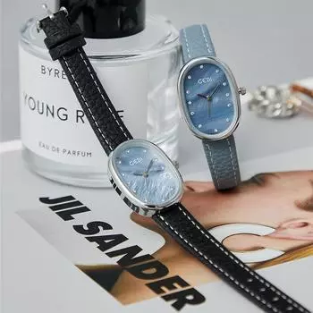 Часы простые повседневные поясные женские кварцевые легкие роскошные овальные часы Shell