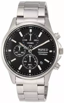 Часы Проводной хронограф Модель титана Черный циферблат Hardlex AGAT426 Серебряный [Seiko Watch] Мужские