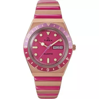Часы Q Timex Pink Dial Stainless Steel Acrylic Quartz Watch Brand TW2W41000 Pink [TIMEX] Womens [Товар] розовый
