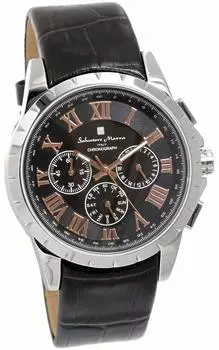 Часы Radio Solar Chronograph Limited Model Итальянский бренд Black x Pink Gold [Salvatore Mara] Мужские чёрный