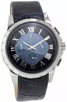 Часы Radio Solar Chronograph Limited Model Итальянский бренд Silver x Blue [Salvatore Mara] Мужские чёрный