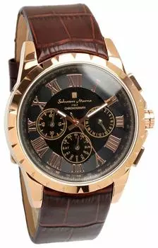 Часы Radio Solar Chronograph Limited Model Итальянский бренд Розовое золото x Коричневый [Salvatore Mara] Мужские