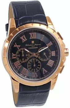 Часы Radio Solar Chronograph Limited Model Итальянский бренд Розовое золото x Синий [Salvatore Mara] Мужские синий