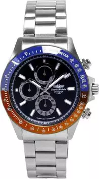 Часы Радио Солнечный Хронограф Бренд Красный Синий [Charles Hogel] Мужские CV9095-0 серебряный