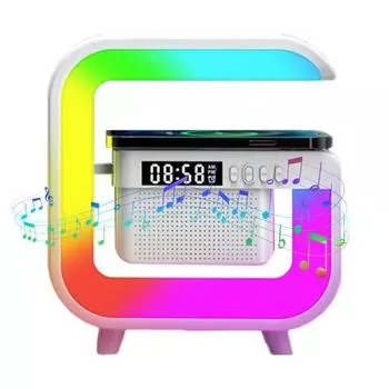 Часы RGB Night Light 15W Быстрая зарядка Беспроводное зарядное устройство Домашний офис Настольные цифровые часы Настольные часы