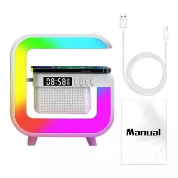 Часы RGB Night Light 15W Быстрая зарядка Беспроводное зарядное устройство Домашний офис Настольные цифровые часы Настольные часы