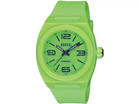 Часы RISNY Электронные деньги Edy установлены Зеленый RS-001M-06 Полиуретановый ремень