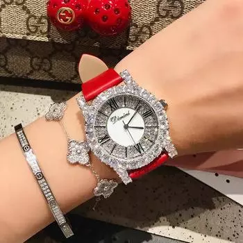 Часы Roman Scale Rhinestone Heavy Industry Exquisite Watch Quartz Watch Fashion Universal Waterproof Watch для женщин