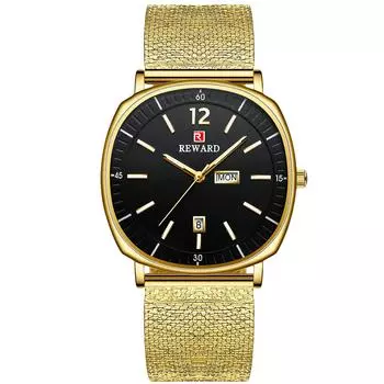 Часы RORIOS Business Date Display Водонепроницаемые Светящиеся Аналоговые Стильные Тонкие Повседневные Часы С Сетчатым Ремешком Черные Мужские