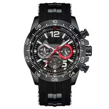Часы RORIOS Date для мужских часов Silicone Black B, водонепроницаемые, стильные, классные, аналоговые с несколькими стрелками, хронограф, календарь, дисплей, светящиеся, кварцевые,