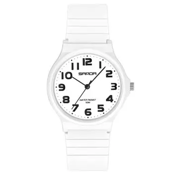 Часы RORIOS для популярных на день рождения белые женские, мужские, аналоговые, простые, водонепроницаемые, стильные, кварцевые, студенческие, женские, мужские часы, экзаменационные, белый