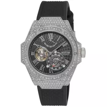 Часы S031 черный циферблат из нержавеющей стали с минеральным стеклом и автоматическим заводом. Бренд часов [Sonne] S031SSZ-BK мужские чёрный