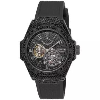 Часы S031 с черным циферблатом из нержавеющей стали и минеральным стеклом, автоматическим заводом, бренд часов [Sonne] S031BKZ-BK мужские чёрный