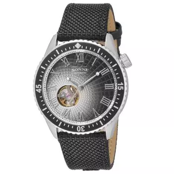 Часы S033 черный циферблат из нержавеющей стали с минеральным стеклом и автоматическим заводом Бренд часов [Sonne] S033SS-BK мужские чёрный