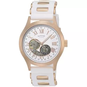 Часы S035 Белый циферблат Нержавеющая сталь Резиновый Автоматический 44MM Часы [Sonne] S035PG-WH Мужские белый