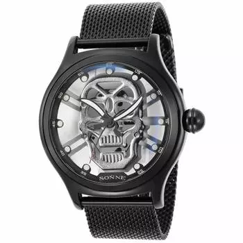 Часы S162 Серебряный циферблат Сплав Кварцевые 49MM Часы Черные [Sonne] S162BK-SV Мужские