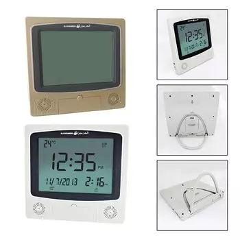 Часы с азаном, время мусульманской молитвы, часы, декоративные часы, часы для мечети, кибла серый