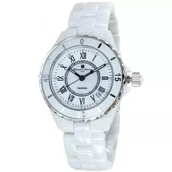 Часы с черным белым керамическим браслетом и белыми римскими цифрами [Salvatore Mara] Мужские Женские [] № 4