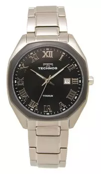 Часы с датой и титаном T9B68BB Silver [Technos] Мужские чёрный