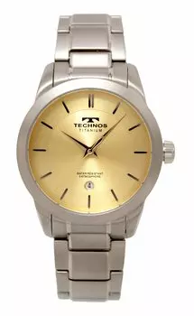 Часы с датой из титана T9B77IC Silver [Technos] Мужские золотой
