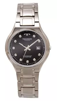 Часы с датой из титана T9B88IB Silver [Technos] Мужские чёрный
