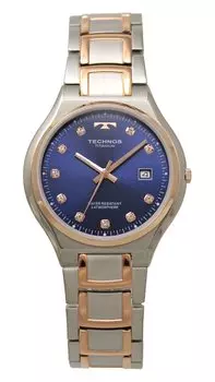 Часы с датой из титана T9B88PN Silver [Technos] Мужские синий