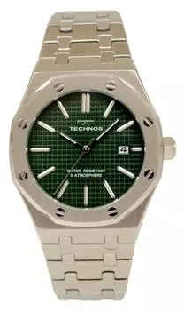Часы с датой T9C07SM Silver [Technos] Мужские зелёный
