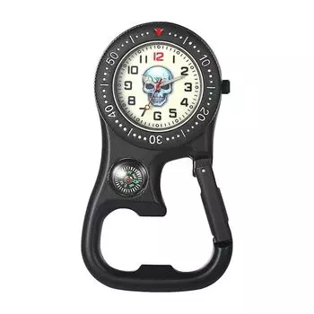 часы с карабином водонепроницаемые череп клипса часы: ночник аналоговый череп подвеска часы брелок часы на задней стороне альпинизм на открытом воздухе - хэллоуин