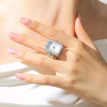 Часы с кольцом на квадратный палец, креативные кварцевые часы, модные парные часы, аксессуары чёрный