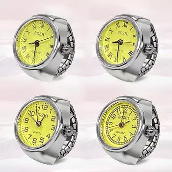 Часы с кольцом на палец, серебряные часы с кольцом для женщин и мужчин, уникальный дизайн, винтажные часы с кольцом в стиле ретро жёлтый