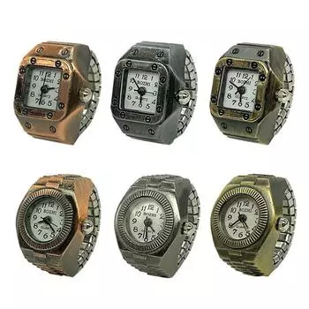 Часы с кольцом на палец в стиле панк, эластичные износостойкие унисекс, часы на палец на юбилей, мини-размер, подарок для студентов, на день рождения, Рождество дубильная кора