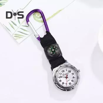 Часы с компасом Высокоточный компас с круглым циферблатом Кварцевый механизм Без задержки Слежение за временем Прочный крючок Часы для медсестры с клипсой на талии Женские часы жёлтый