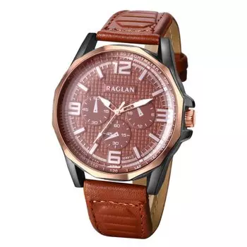 Часы с кожаным ремешком и аналоговым дисплеем, водонепроницаемые, кварцевые, с небольшой секундной стрелкой, украшения для отдыха, бизнеса, модных аксессуаров, дня рождения, юбилея, Рождества коричневый