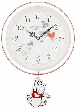 Часы с маятником в виде радиоприемника «Винни-Пух» с изображением Винни-Пуха Диснея, цвет белый жемчуг 8MX407MC03 (Серия для взрослых) белый