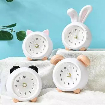Часы с мультяшными животными и светодиодной лампой на батарейках, многофункциональные настольные часы 3-в-1, ночник-копилка Rabbit