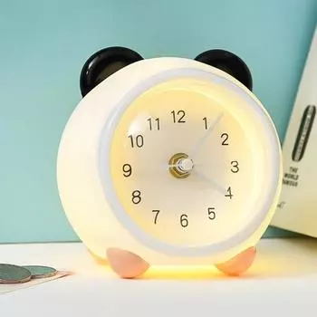Часы Yousheng с мультяшными животными и светодиодной лампой на батарейках, многофункциональные настольные часы 3-в-1, ночник-копилка Rabbit