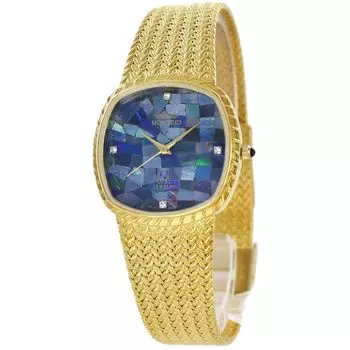 Часы с натуральным камнем, опаловым циферблатом, синим браслетом из нержавеющей стали и золота [Montress] мужские MS-007G-GOP [] синий