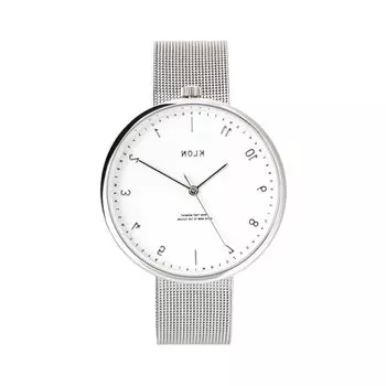 Часы с обратным вращением Уникальные индивидуальные часы с обратным вращением Серебряные простые мужские часы KLON с обратным вращением - СЕРЕБРЯНАЯ СЕТКА-38 мм