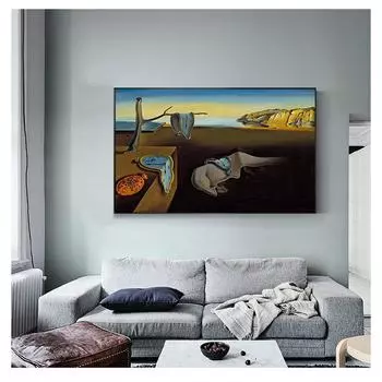 Часы с памятью, сюрреалистический холст, картина, постер, художественные настенные панно для гостиной, домашний декор, Сальвадор Дали, Постоянство, без рамки 21*30cm