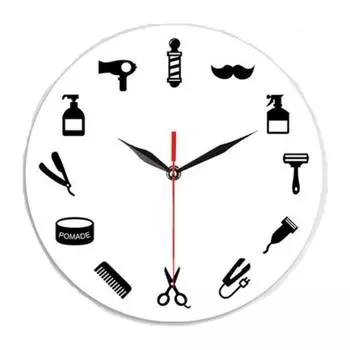 Часы с поворотным столом для парикмахерских инструментов, настенные часы, простой идеальный подарок, стильные декоративные часы, креативные часы для бара отеля, парикмахерской белый