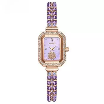 Часы с пресноводным жемчугом, модные, легкие, роскошные, с аметистом и бриллиантами, женские часы с браслетом