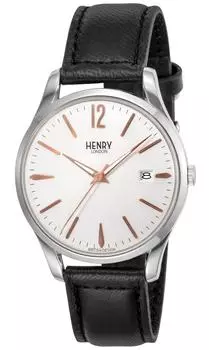 Часы с серебристым циферблатом из нержавеющей стали с лобовым стеклом, кварцевые, 39 мм, часы London HL39S0005, обычные импортные, белые [Henry London]