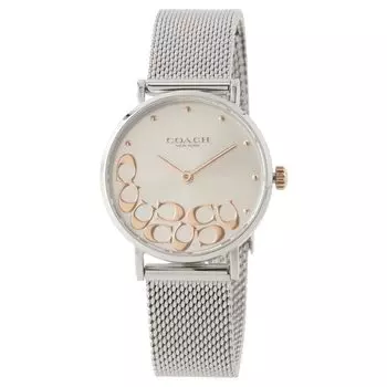 Часы с сетчатым ремешком Perry C Logo PERRY 14503858 Silver [Coach] женские [Товар] серебряный